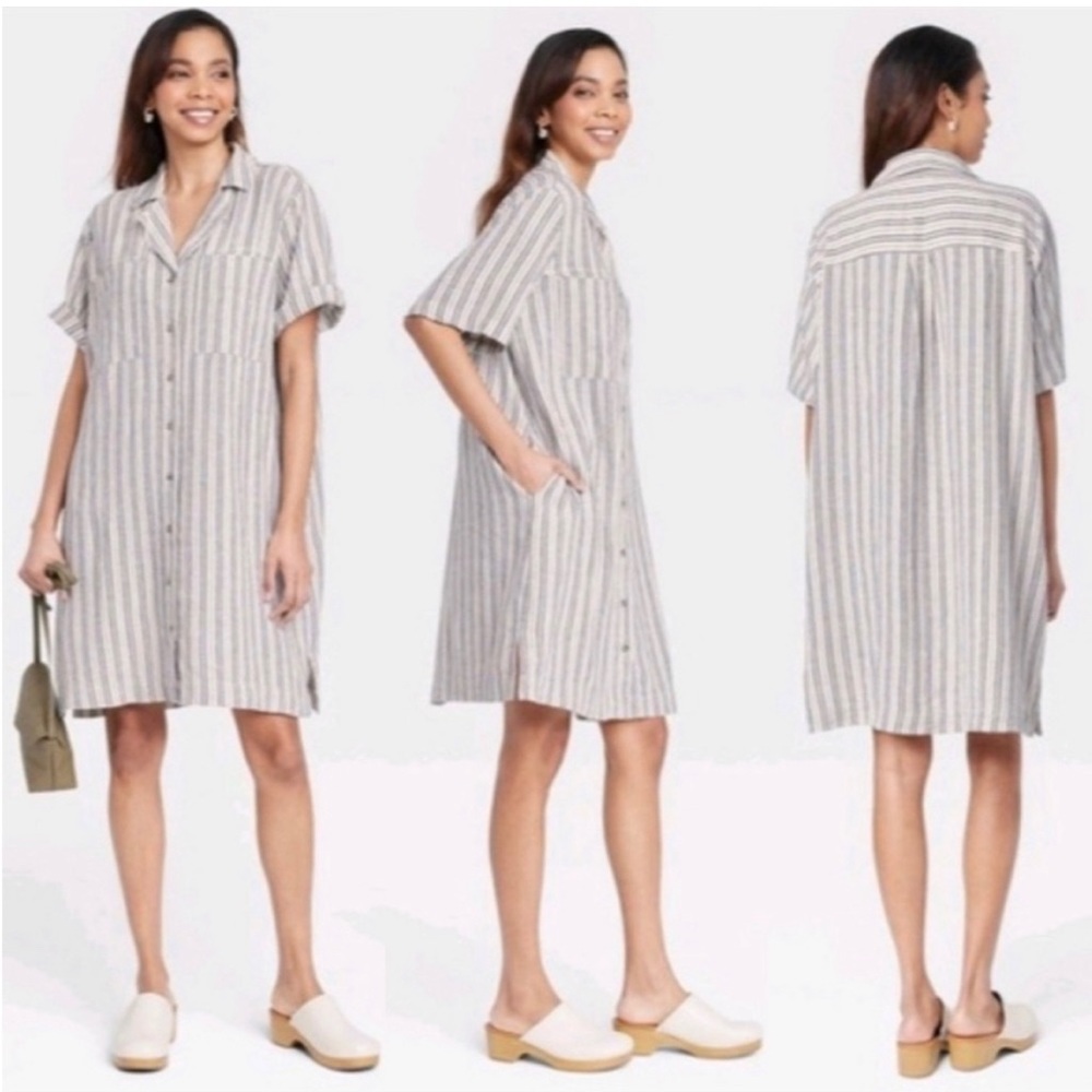 Short Sleeved Button Up Dress